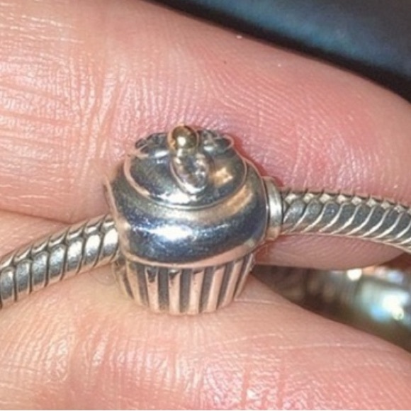 Pandora Jewelry - Pandora Charm Cupcake w/ 14k Gold Accent 925 ALE GUC 🧁